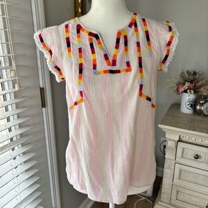 THML pink and ivory striped sleeveless blouse size small VGUC